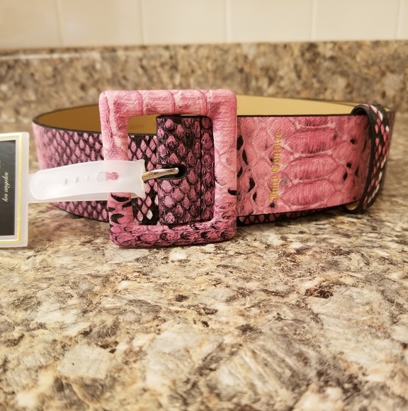 Juicy Couture Pink & Black Snakeskin Belt Medium - Picture 2 of 7